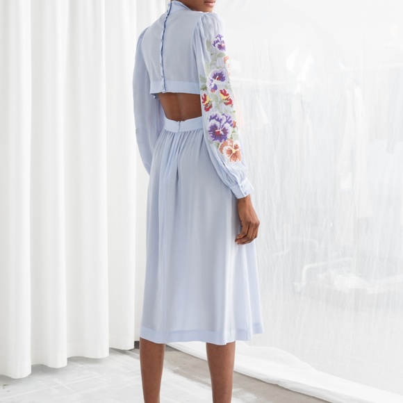 Floral Embroidered Light Blue Dress - Picture 6 of 7